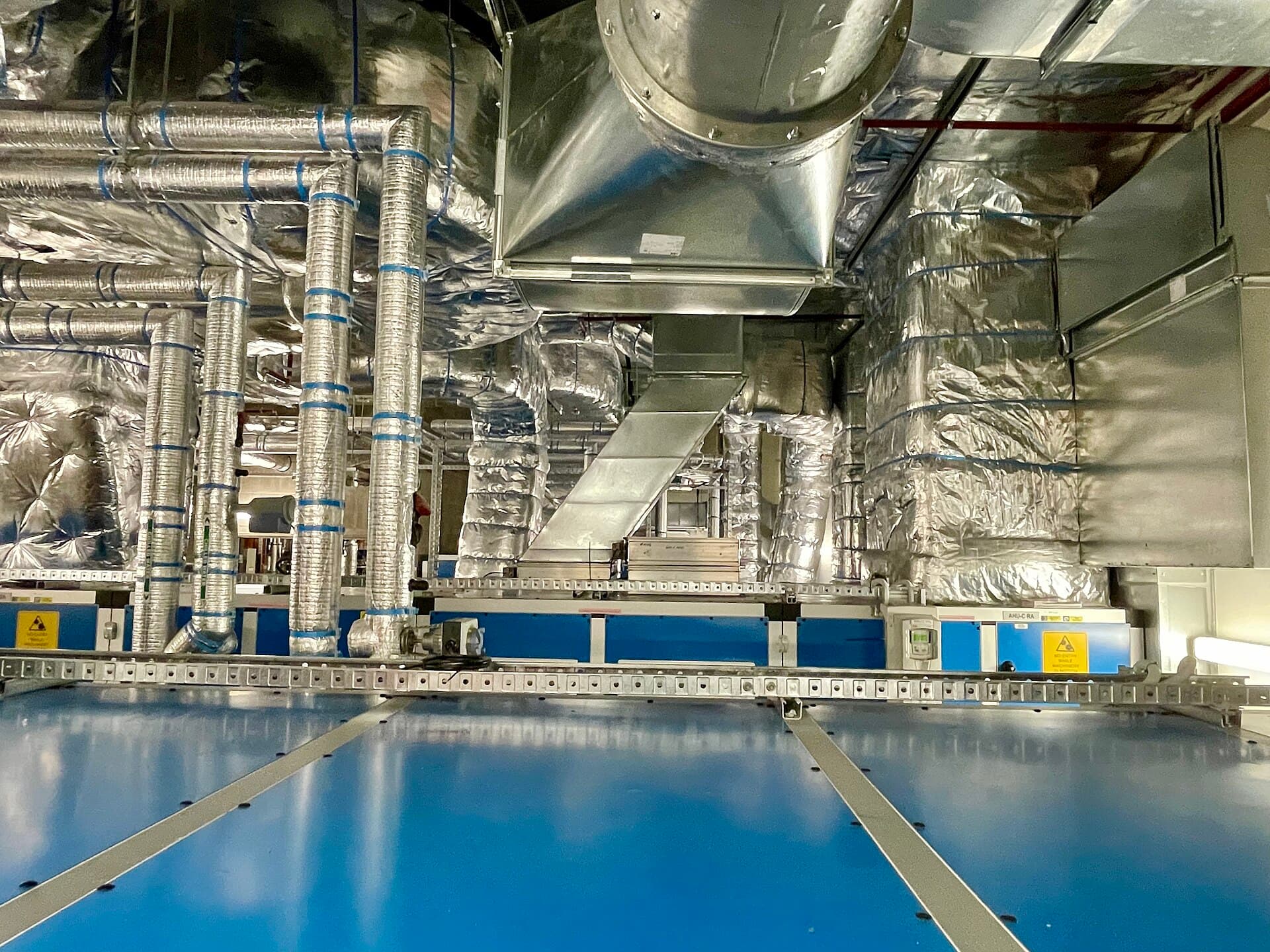 Insulated ductwork and air-handling units in a commercial plant room